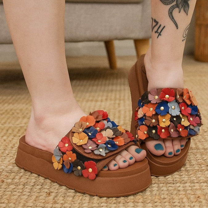 Sandália Feminina Birken Couro Legitimo Leve Casual em Oferta na Shopee