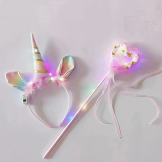Tiara De Cabelo Com Chifre De Unicórnio com a varinha - Led Que Acende - Carnaval/festa em Oferta na Shopee