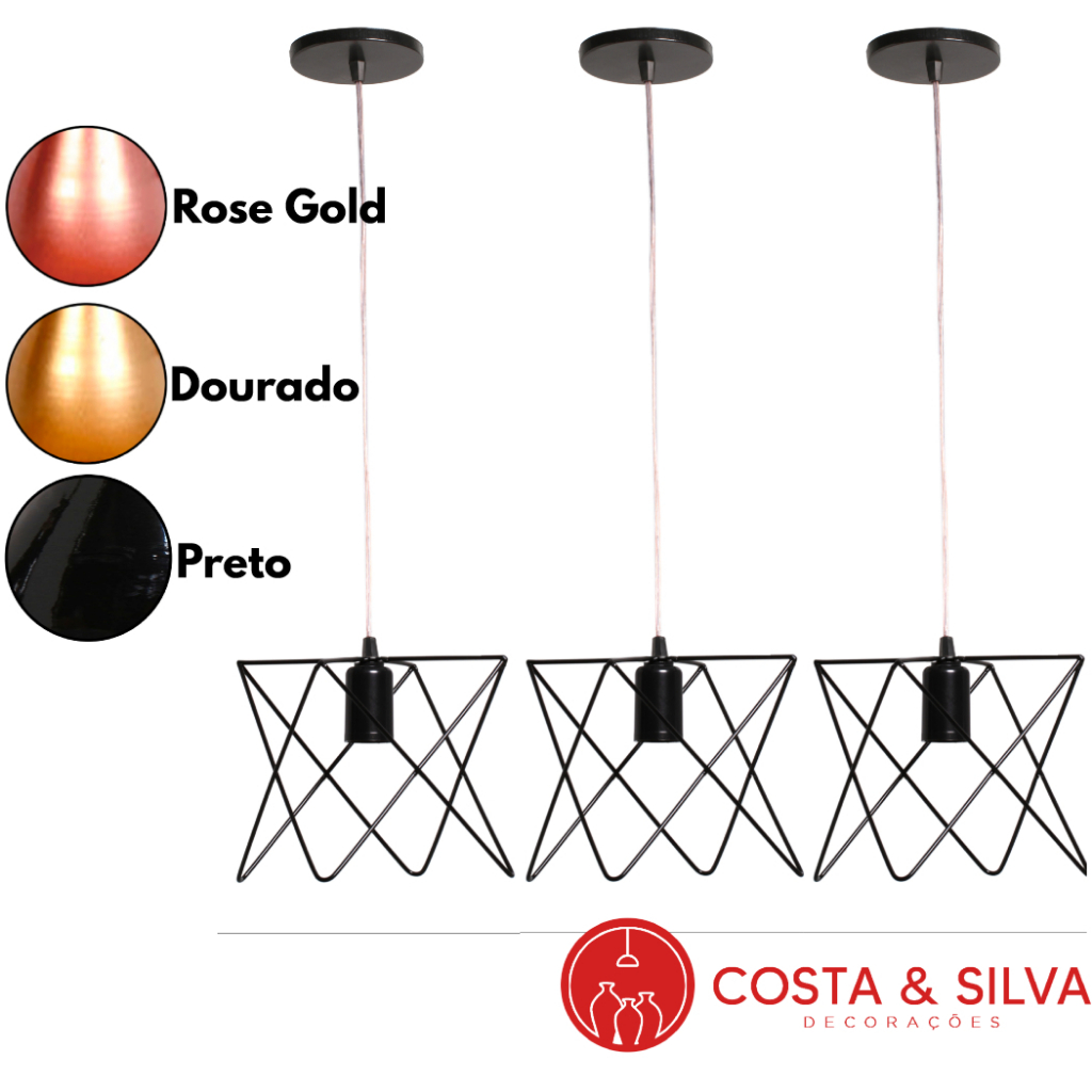 3 Pendente Aramado Estrela Lustre de Teto Luminária Lustre cabo cristal