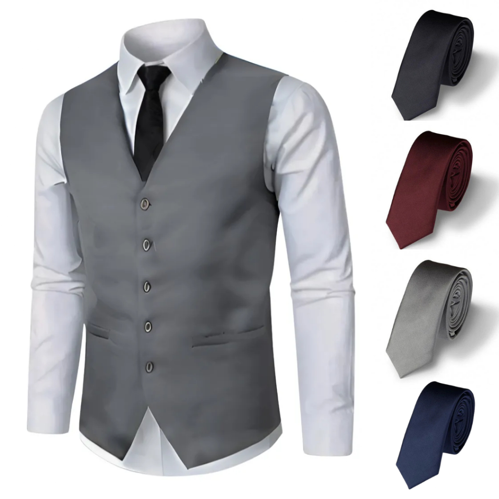 Kit Colete Social Masculino + Gravata Slim Fit / Casamentos Padrinhos - Premium