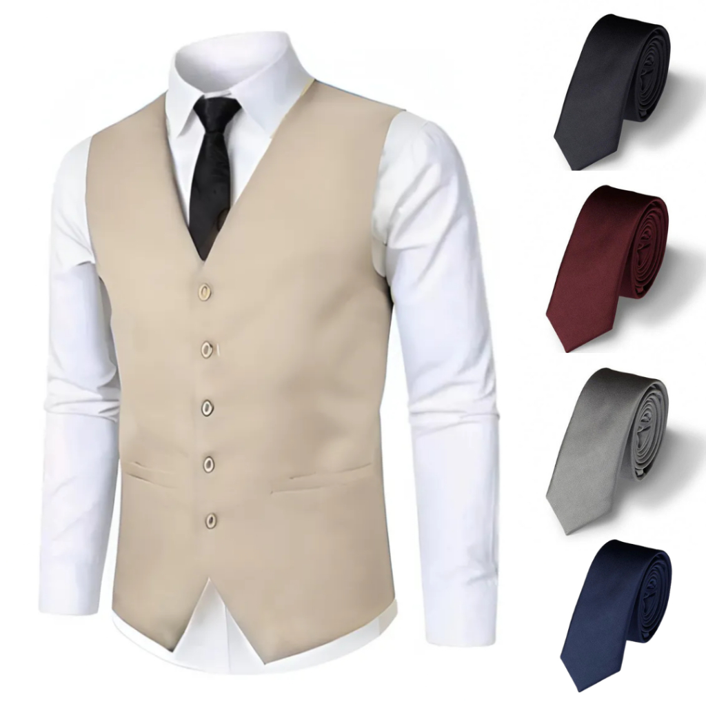 Kit Casamento P Padrinhos / Colete Social Masculino + Gravata Slim Premium