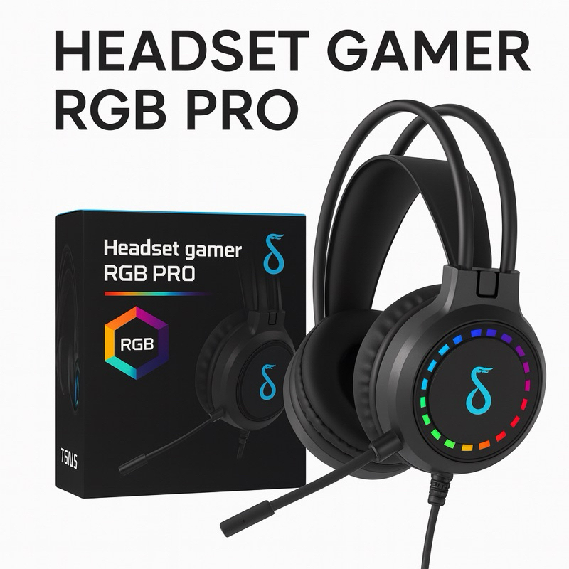 Headset Gamer RGB com Som 7.1, Microfone com Cancelamento de Ruído, para PC/PS4/Notebook