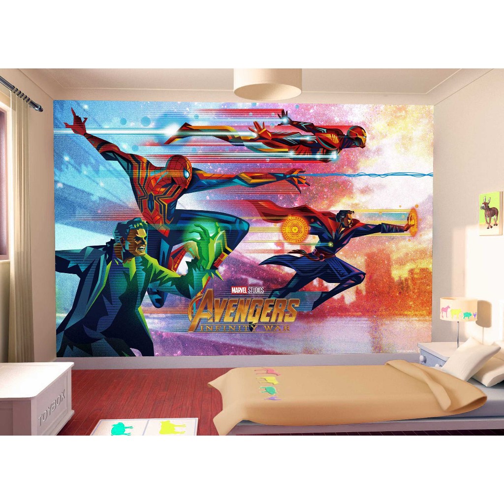 Papel de Parede Adesivo Decorativo Vingadores Heróis Homem de Ferro Homem Aranha Hulk NHMA 049