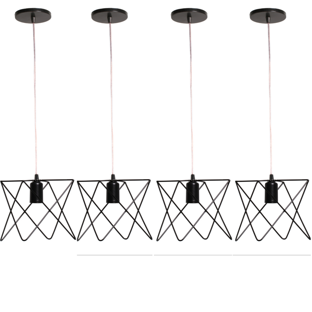 4 Pendente Aramado Estrela Lustre de Teto Luminária Lustre Cabo Cristal