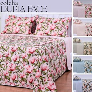 Kit Colcha Cobreleito Ultrassônica Dupla Face Casal King Solteiro Estampada Habitat Magnólia em Oferta na Shopee