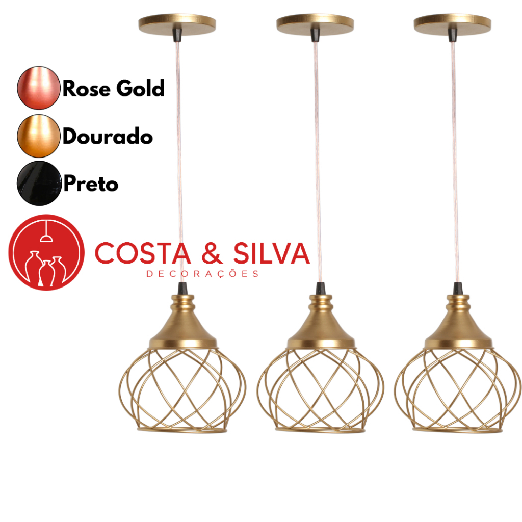 3 Pendente Aramado Esfera Balonê Lustre de Teto Luminária Lustre Cabo Cristal