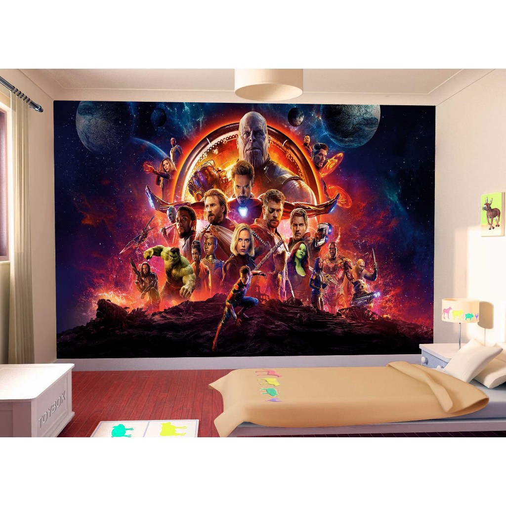 Papel de Parede Adesivo Decorativo Vingadores Ultimato Heróis Homem de Ferro  Hulk NHMA 052