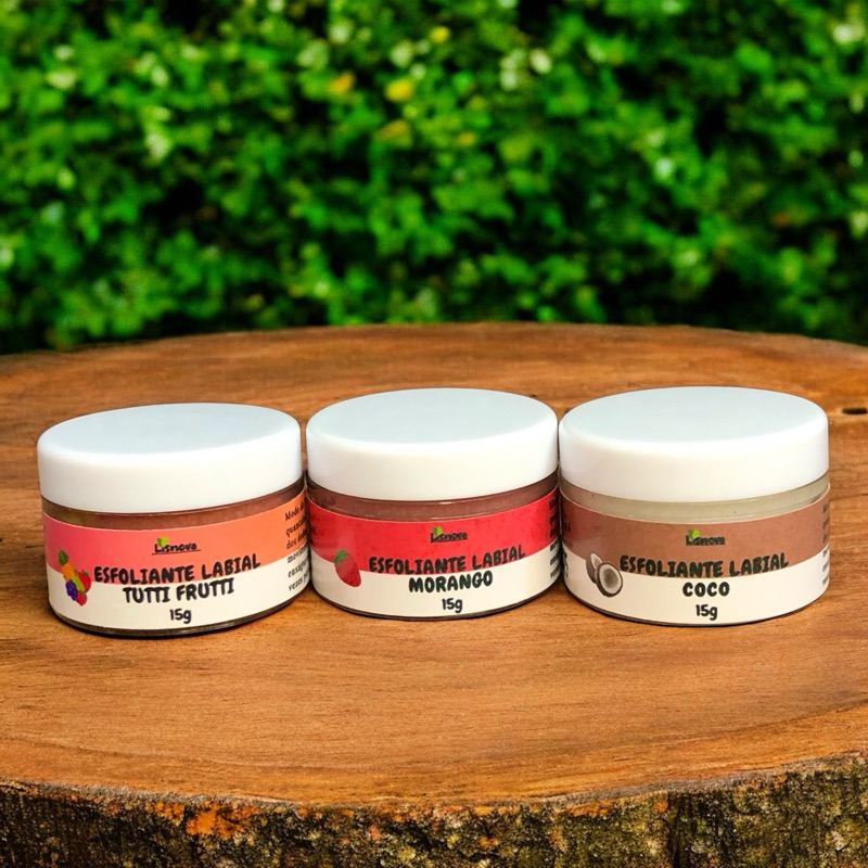 Kit Spa Labial 3 em 1 Esfoliante Vegano | Morango, Coco e Tutti Frutti | Lábios Macios e Hidratado