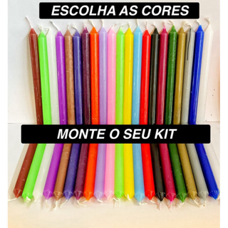 Velas Palito Coloridas Tradicional 18cm 10/20/30 Unidades Monte Seu Kit em Oferta na Shopee