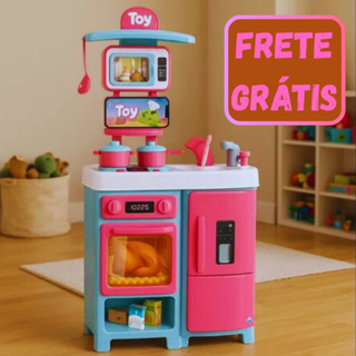 Cozinha Infantil Grande Completa Geladeira Fogão Acessórios Brinquedo Menina Sai Água De Verdade em Oferta na Shopee