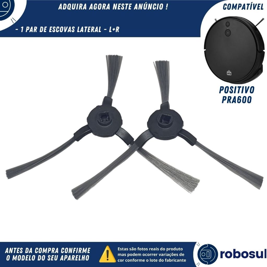 Par Escovas Lateral Para Smart Robô Aspirador Wi-FI+ Positivo Casa Inteligente PRA600
