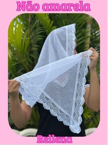 VÉU CCB ADULTO TECIDO ALGODÃO COM RENDA GUIPIR MEDIA YL140 QUADRADO OU REDONDO + PORTA VÉU em Oferta na Shopee
