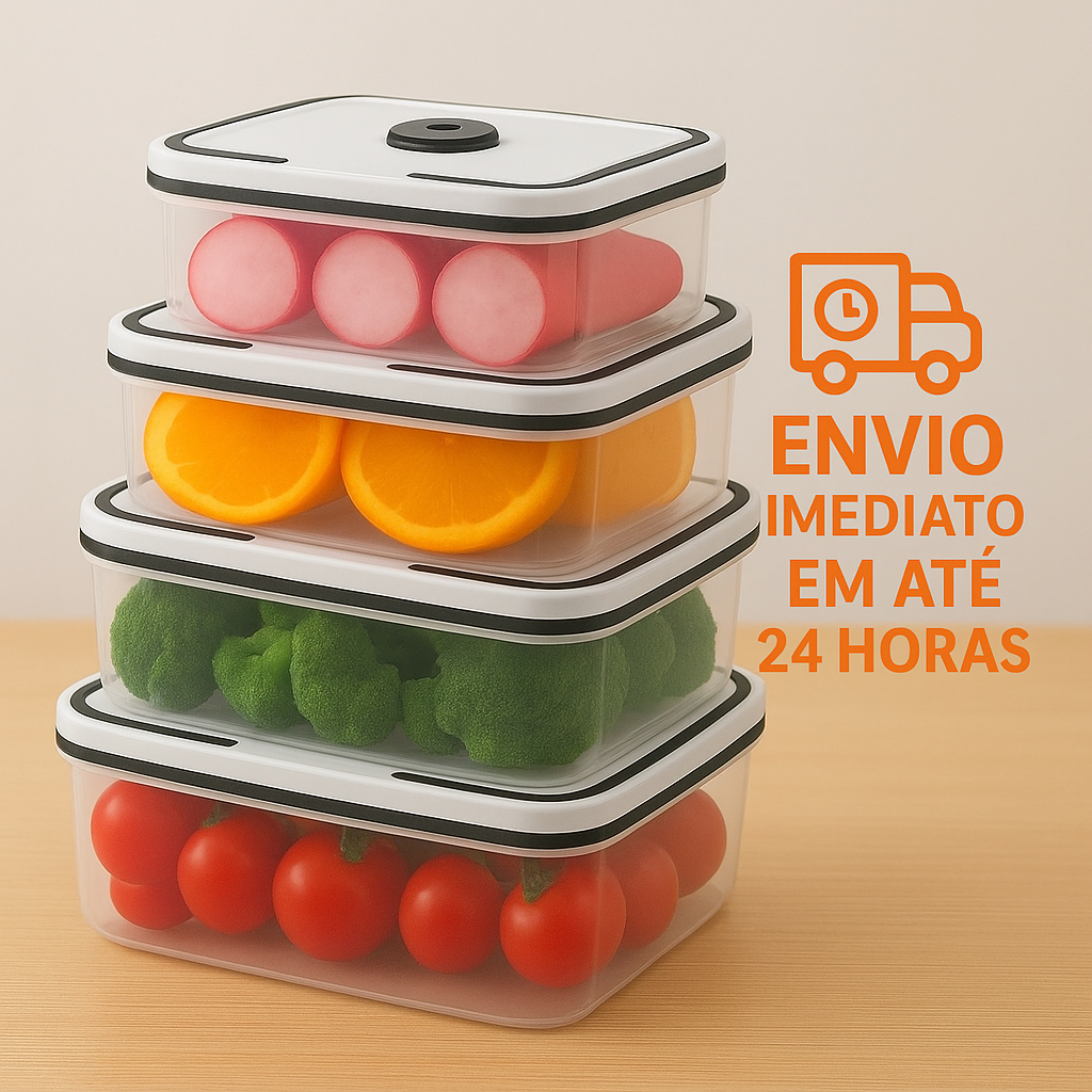 Kit 4 conjunto de Potes Hermético Plástico Quadrado com tampa 500ml a 2000ml organizador c...