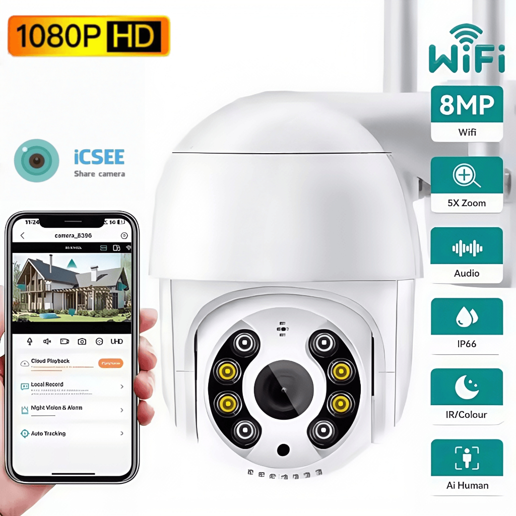 Câmera A8 Externa Ip A Prova D'água com Infravermelho Alarme Wifi Hd Sensor De Movimento Bivolt app ICSEE