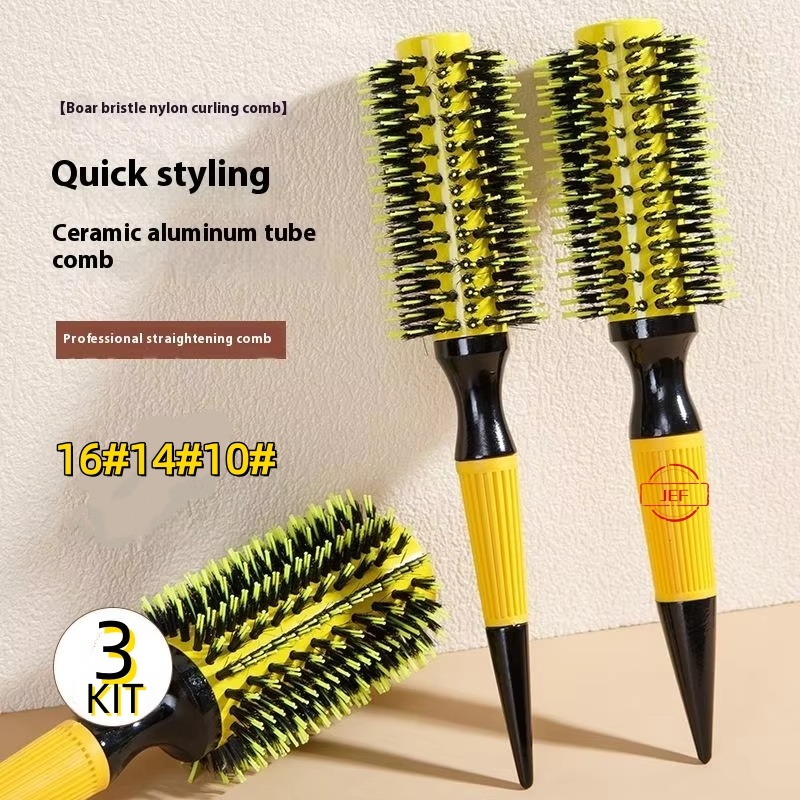 Kit 3 pc Escova De Cabelo Térmica Amarela Cerdas De Javali Mista Madeira em Oferta na Shopee