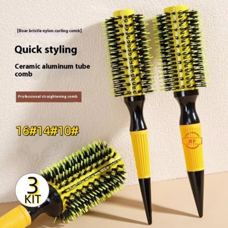 Kit 3 pc Escova De Cabelo Térmica Amarela Cerdas De Javali Mista Madeira em Oferta na Shopee