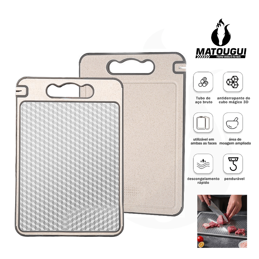 Tábua de Corte Profissional Dupla Face Aço Inoxidável Grau Alimentício Titânio Antiderrapante e Higiênica em Oferta na Shopee