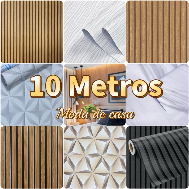 Papel de Parede 3D 10 METROS x 45CM Adesivo Autocolante para Sala, Quarto