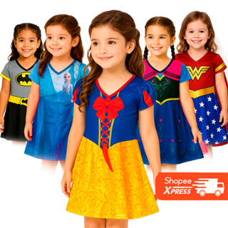 Fantasia Menina Vestido Princesa Frozen Maravilha Neve Batman 1 a 8 Anos Envio Imediato em Oferta na Shopee