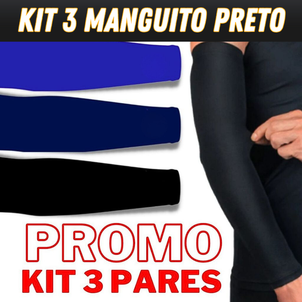 KIT 3 Manguito termica Segunda Pele de braço Proteção Solar Mangote Unissex
