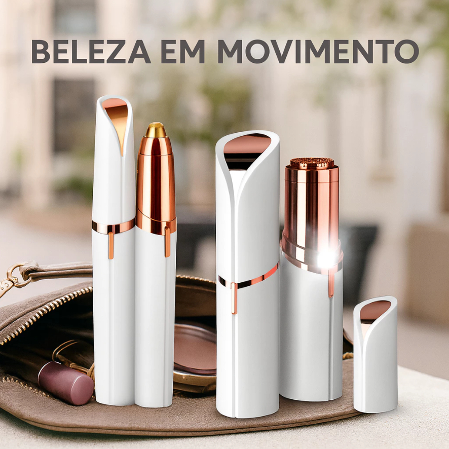 Caneta Depiladora Sobrancelha + Depilador de Rosto Buço Facial Indolor Batom Portátil