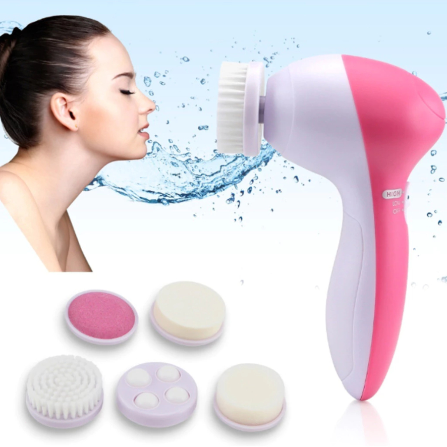 Escova Elétrica Limpeza Massageadora Facial Esfolia ção 5-em 1