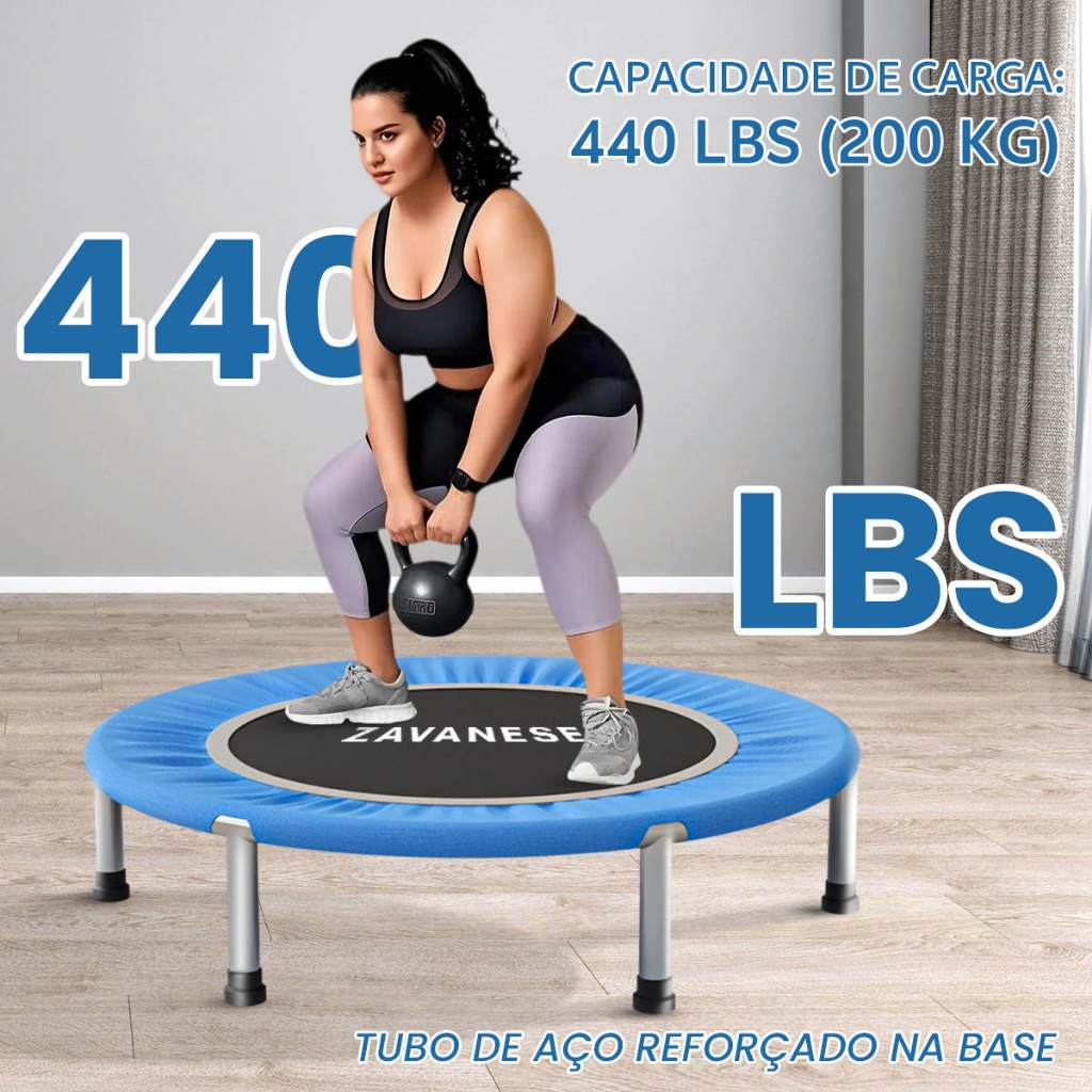 Mini trampolim profissional suporta até 130 kg Rosa, azul ou preto
