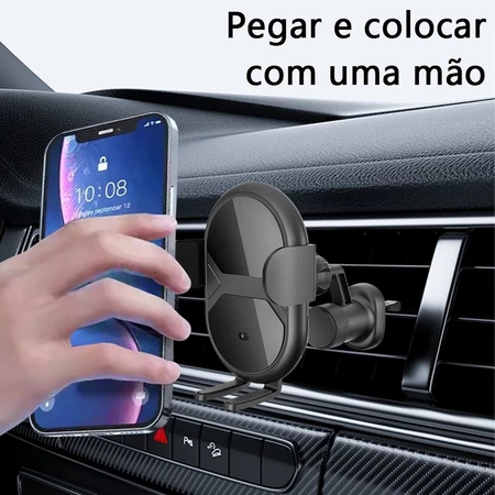 Suporte Veicular Celular Com Carregador Por Indução Sem Fio -J2 em Oferta na Shopee