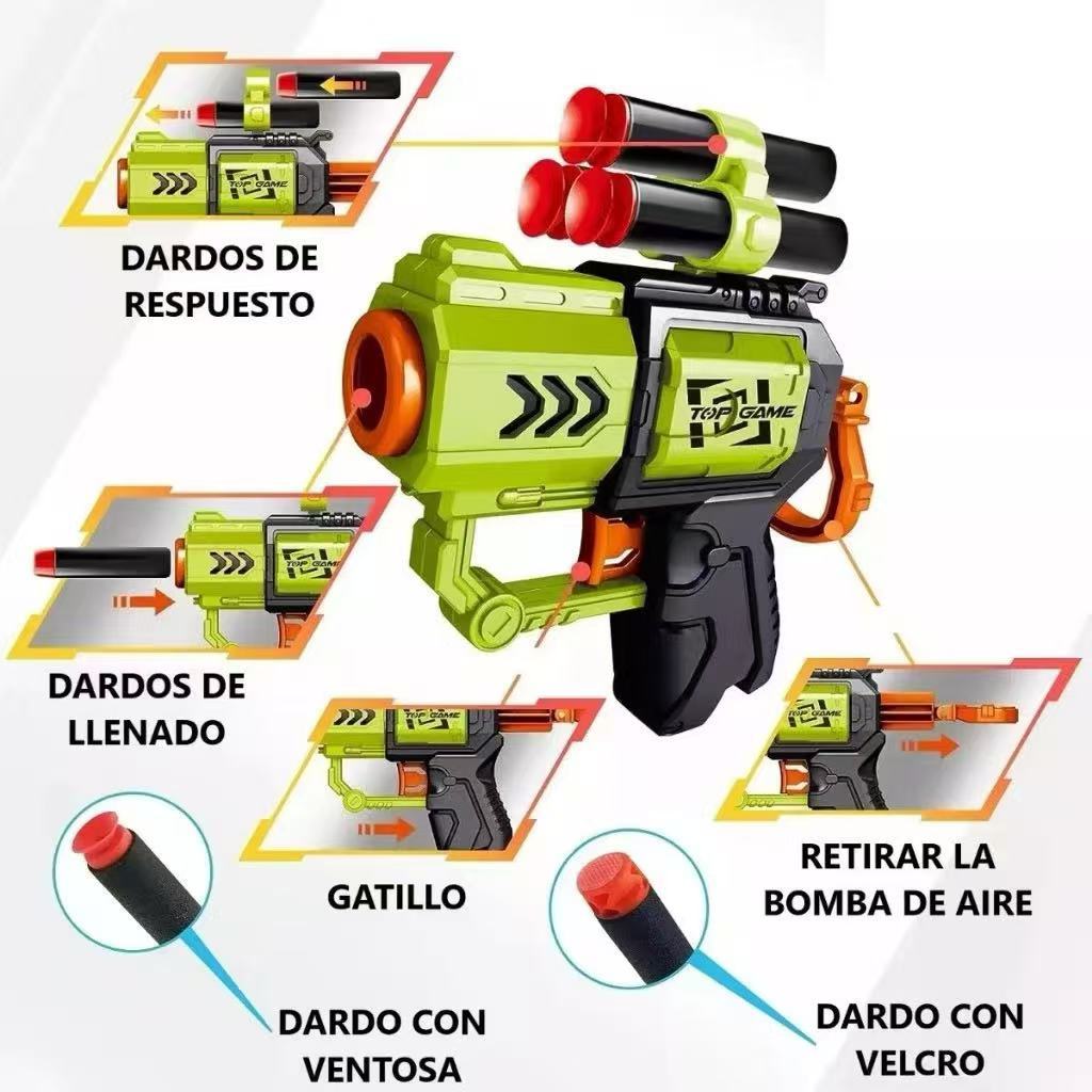 Lançador de projéteis macios para crianças: projéteis macios de EVA, vários modos de jogo, seguro e divertido.
