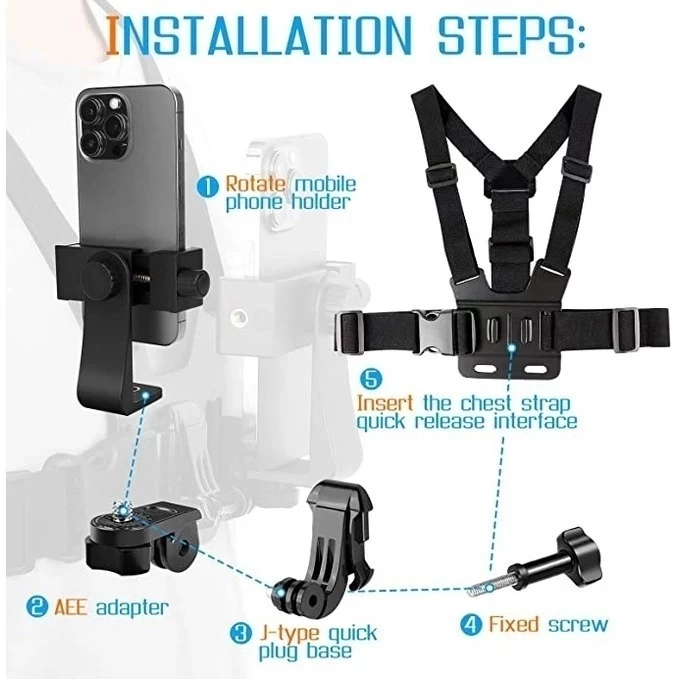 Suporte de Peito Ajustável para Celular e GoPro em Moto e Bicicleta — foto 5