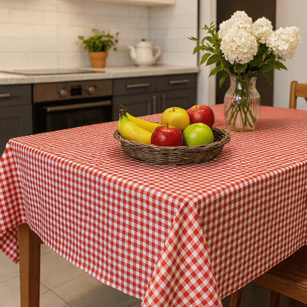 Toalha de Mesa Estampada Tecido Percal Xadrez Medio Floral Riscado 2,20m x 1,40m