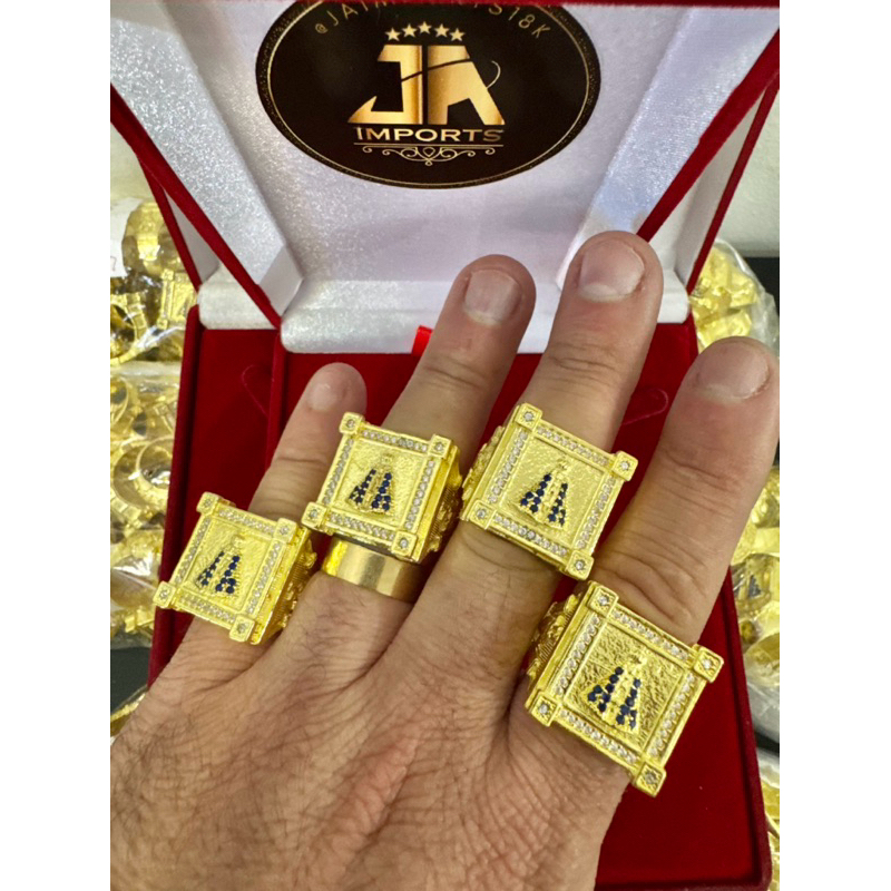 Anel nossa senhora aparecida mega cor de ouro moeda antiga em Oferta na Shopee