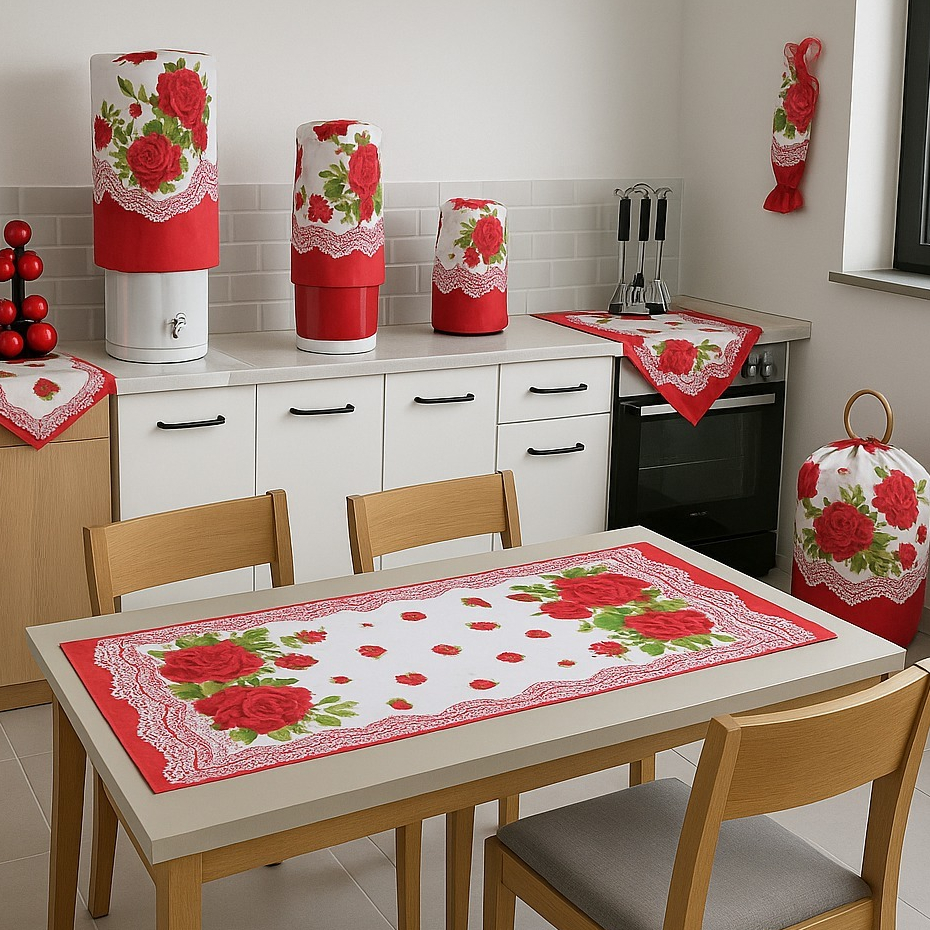 Jogo De Cozinha 10 Peças Kit Com Puxa-Saco Pano de Fogão Em Tecido Oxford Estampado 100% Nacional em Oferta na Shopee