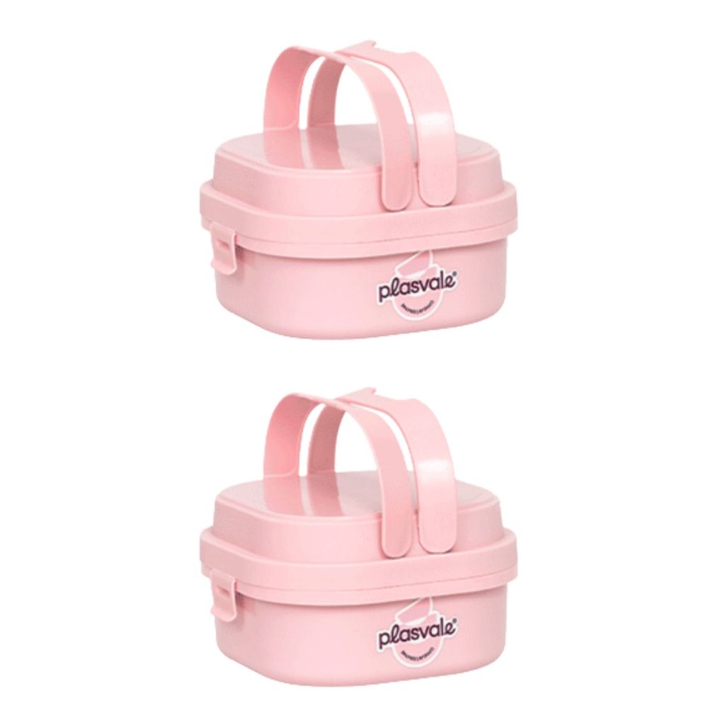 Kit 2 Pote Marmita Fit Lancheira 660ml C/ Alça Trava Divisória Design Moderno - Rosa / Verde / Roxo em Oferta na Shopee