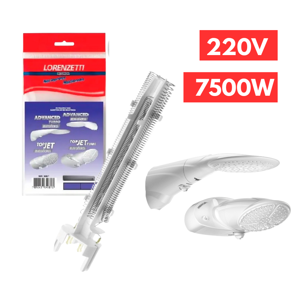 Resistência Chuveiro Advanced Top Jet Eletrônico 220v 7500w Lorenzetti Banho Banheiro Ducha Turbo