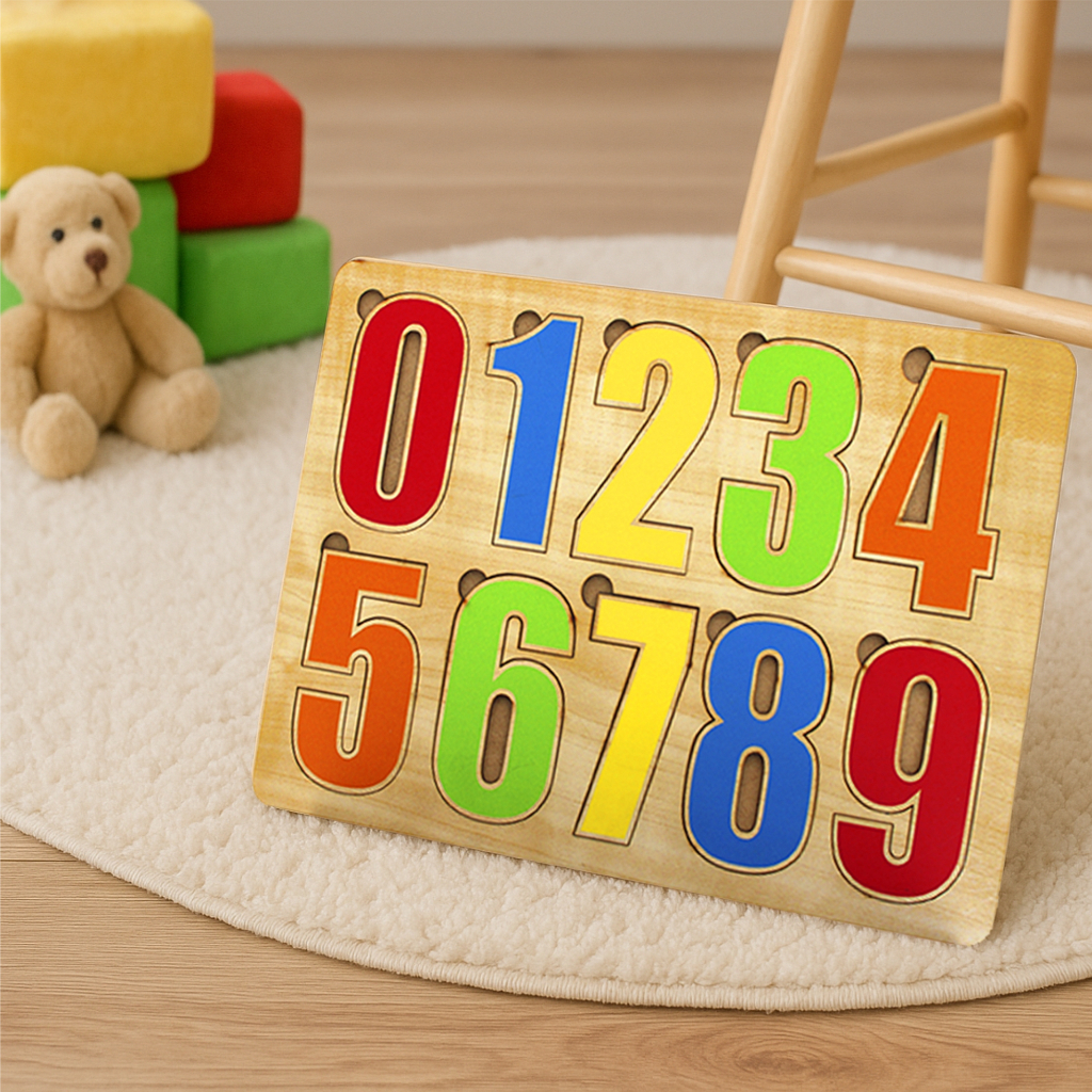 Brinquedos Educativo Infantil Números 0 a 9 - Quebra Cabeça Pedagógico de Encaixe MDF Decorado em Oferta na Shopee