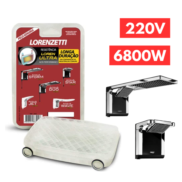 Resistência 220v 6800w Lorenzetti Ducha Chuveiro Acqua Duo Ultra Star Storm Jet Wave Ducha Banheiro Banho