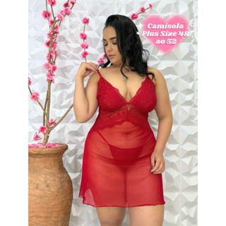 Camisola plus Size + Com Calcinha+ Sensualle+Pijama Curto+Linha Noite+ Roupa de Dormir em Oferta na Shopee
