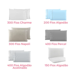 Kit Par de Fronhas Percal 300 e 400 Fios 50cm x 70cm e 50cm x 90cm