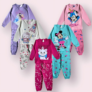 KIT 4 peças Pijama infantil MENINA inverno comprido manga longa 2 calças e 2 blusas feminino algodão em Oferta na Shopee