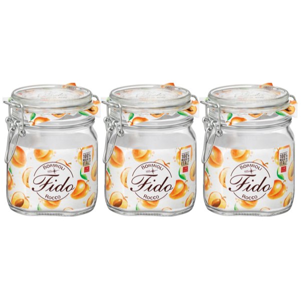 KIT 3 POTES MANTIMENTOS BORMIOLI FIDO ITALIANO HERMÉTICO 750ml 14x11x11cm