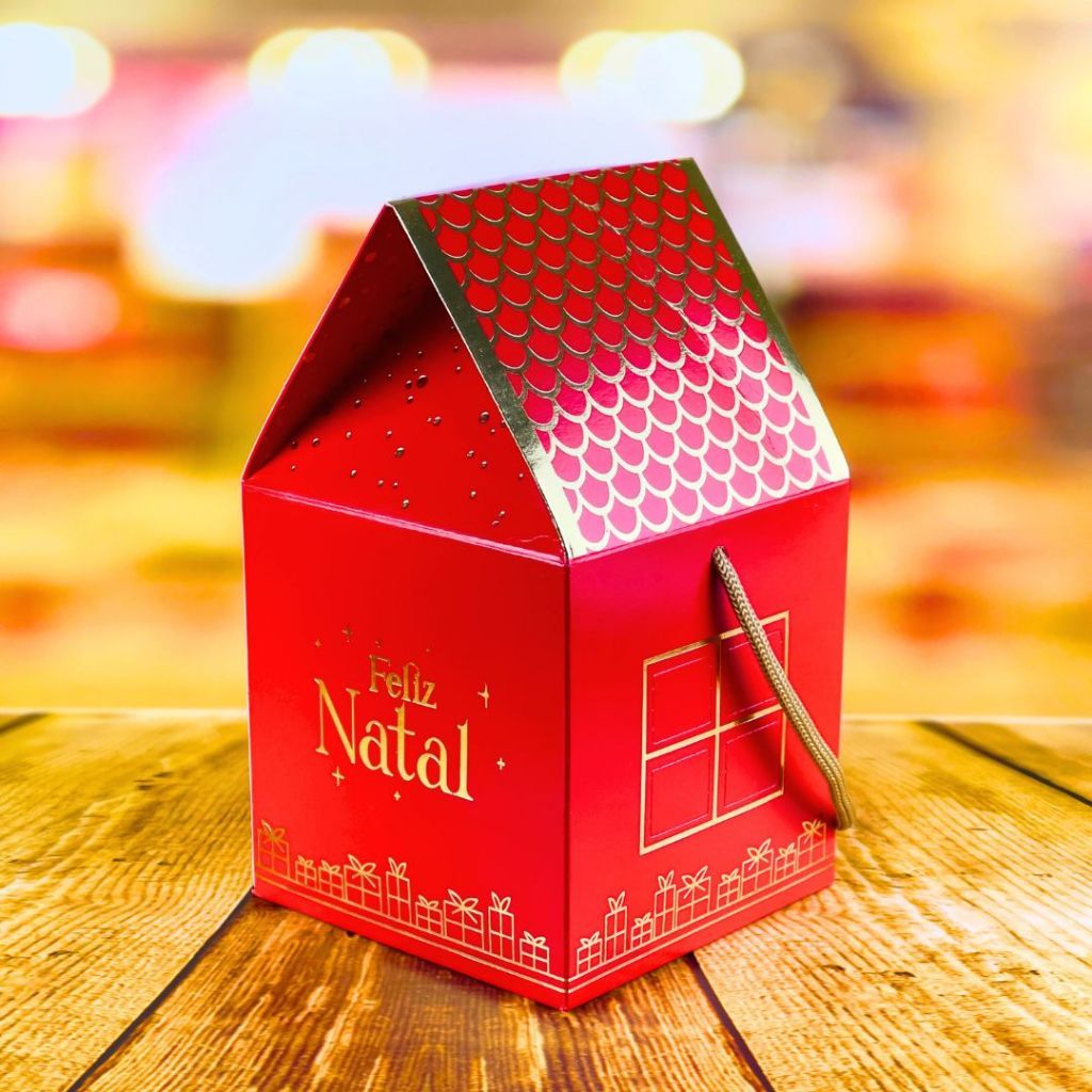 10 CAIXA CASINHA MINI PANETONE 10X10X17 5675 HOT STAMPING (NATAL 2025 IDEIA) (CHOCO)