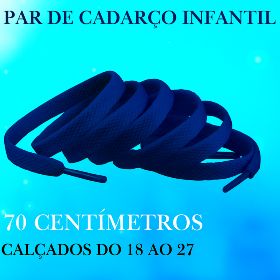 Par de Cadarço Infantil Chato 70cm Azul Marinho – Resistentes Calçados do 18 ao 27 Escola Renove