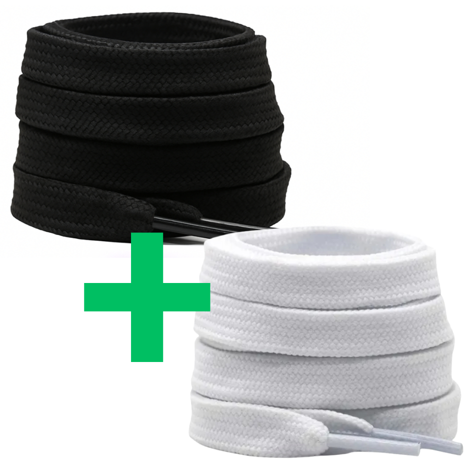 Kit 1/2 Pares de Cadarço Infantil Chato 70cm Preto e Branco – Resistente para Calçados do 18 ao 27 em Oferta na Shopee