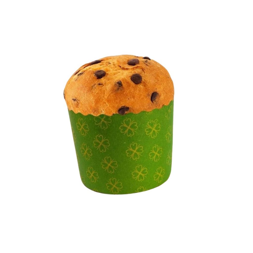 Forma Panetone 250g Verde Decorada com Trevos 10 unidades - Ecopack