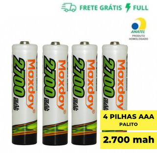 PILHA RECARREGÁVEL AAA 2700 MAH PILHA PALITO CARTELA COM 4 UNIDADES
