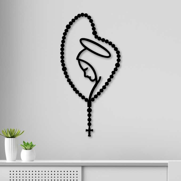 Aplique Quadro Terço Vazado em MDF 3mm Nossa Senhora OFERTA