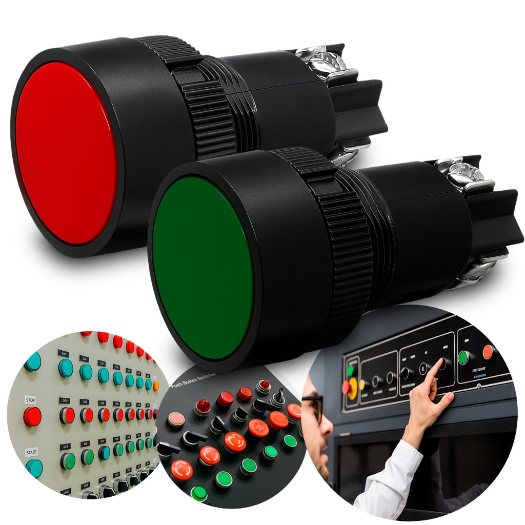 Kit Botao Botoeira Pulsador Monobloco Verde + Vermelho 1NA + 1NF em Oferta na Shopee