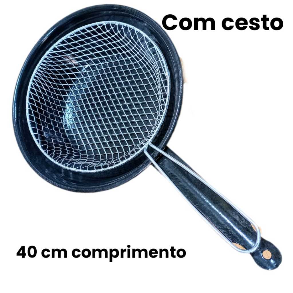 FRIGIDEIRA COM CESTO FRITURA ESMALTADA 24 CM DIAMETRO UTENCILIOS COZINHA em Oferta na Shopee