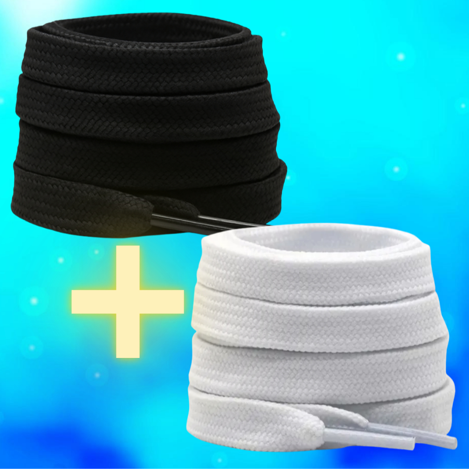 2 Pares de Cadarço Infantil Chato 70cm Preto e Branco Resistentes para Calçados do 18 ao 27 Quality